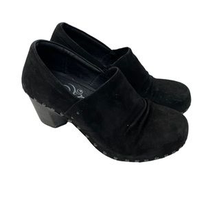 Dansko Dorothy Black Suede and Studded Heeled Ankle Booties Women’s EU38 US7.5-8